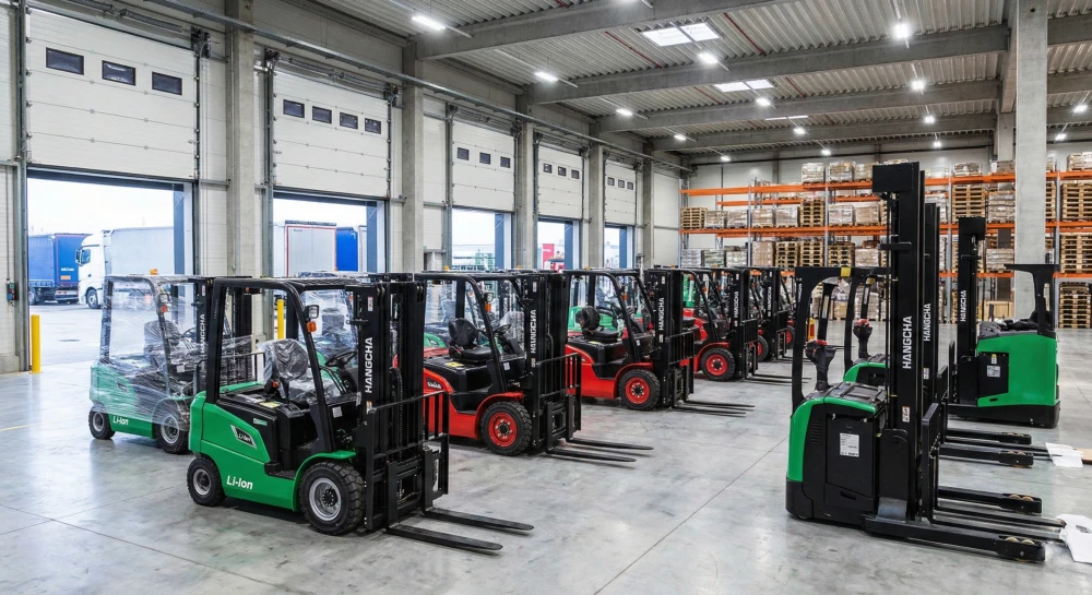 Новые погрузчики Hangcha на складе, готовые к отгрузке